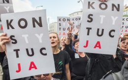 Demonstration in front of the ruling party "Law and Justice" (PiS) Headquarter