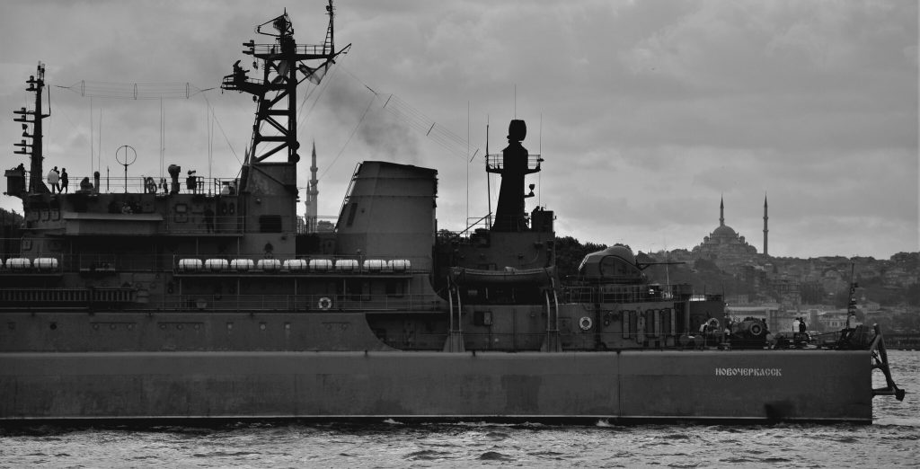 Russian warship crossing the Bosphorus in 2015