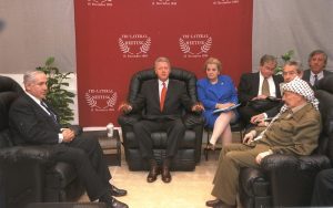 Meeting between US President Clinton, Israeli Prime Minister Netanyahu and Palestinian Authority Chairman Yasser Arafat